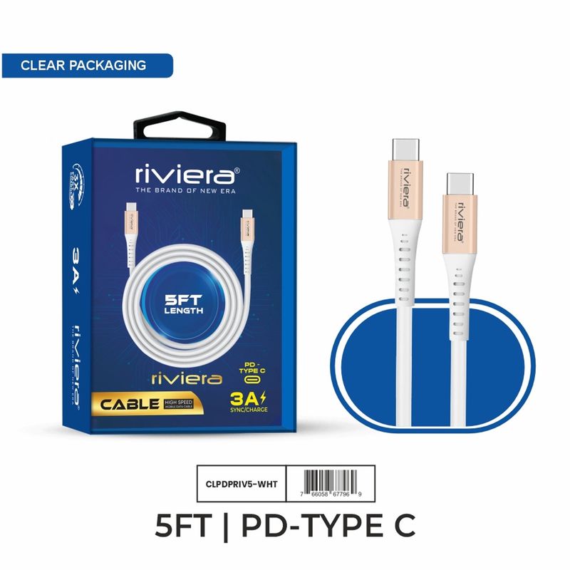Clear Blister - Fast Charging Cable [Type C - Type C (PD)] Nylon Braided