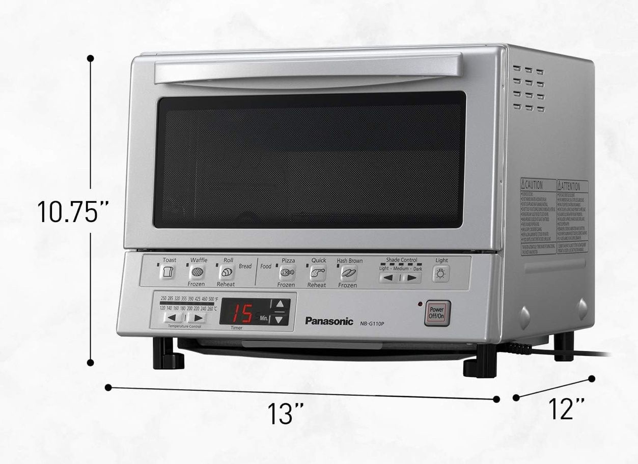 Panasonic FlashXpress Compact Toaster Oven with Double Infrared Heating, Crumb Tray and 1300 Watts of Cooking Power