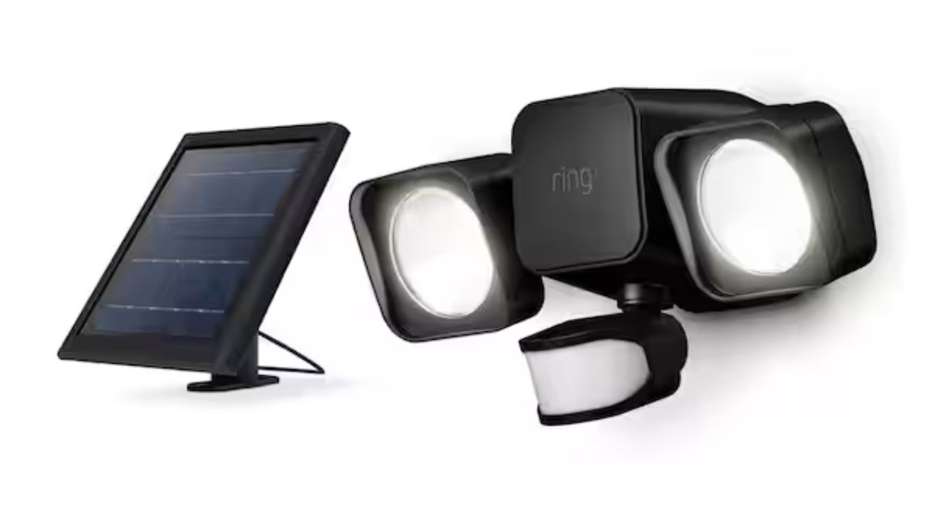 Smart Lighting Black Motion Activated Solar Outdoor Integrated LED Flood Light