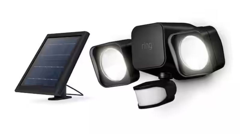 Smart Lighting Black Motion Activated Solar Outdoor Integrated LED Flood Light