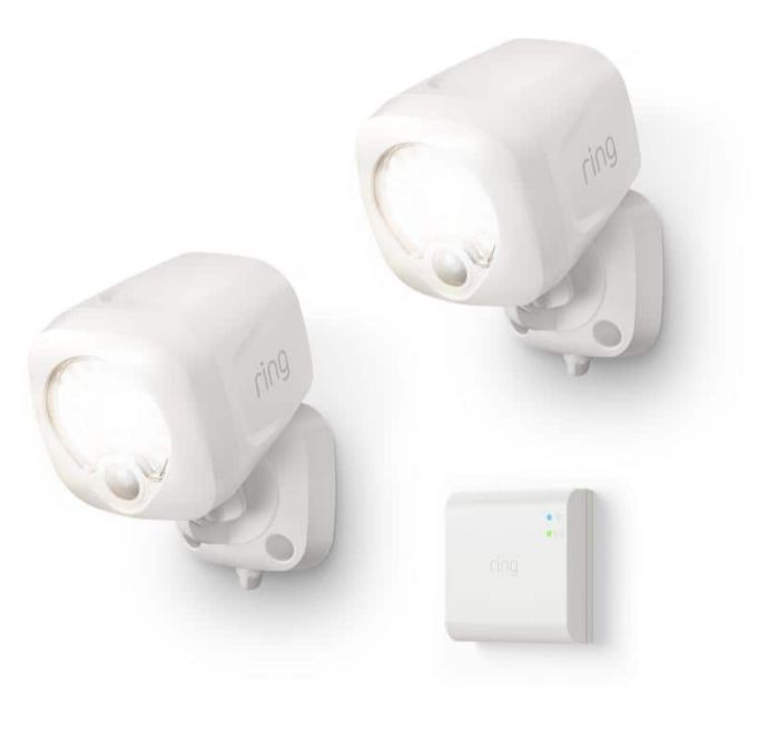 White Smart Lighting Motion Activated Outdoor Integrated LED Spot Light Battery 2-Pack with Smart Lighting Bridge White