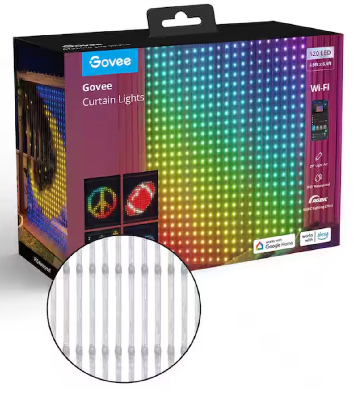 520 LED Leads 6.5 ft. Indoor Plug-in Integrated LED Novelty Curtain Lights LED String -Light