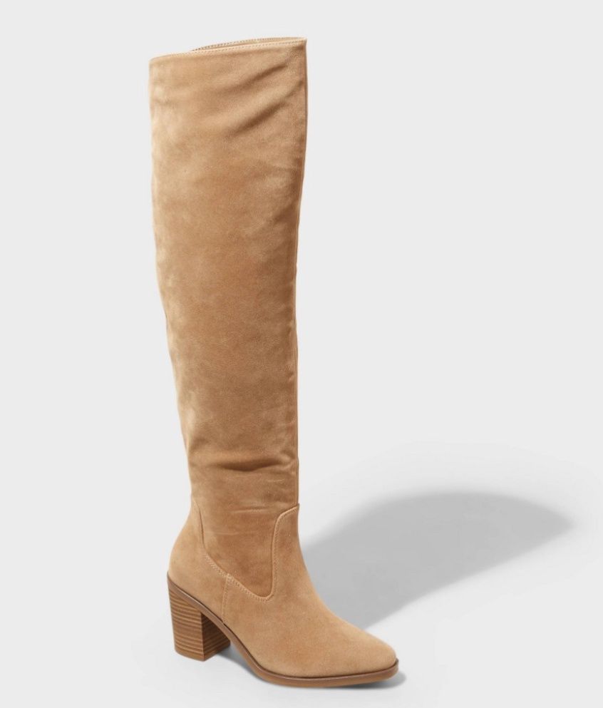 Women's May Over the Knee Scrunch Boots - Universal Thread Tan, Size: 8