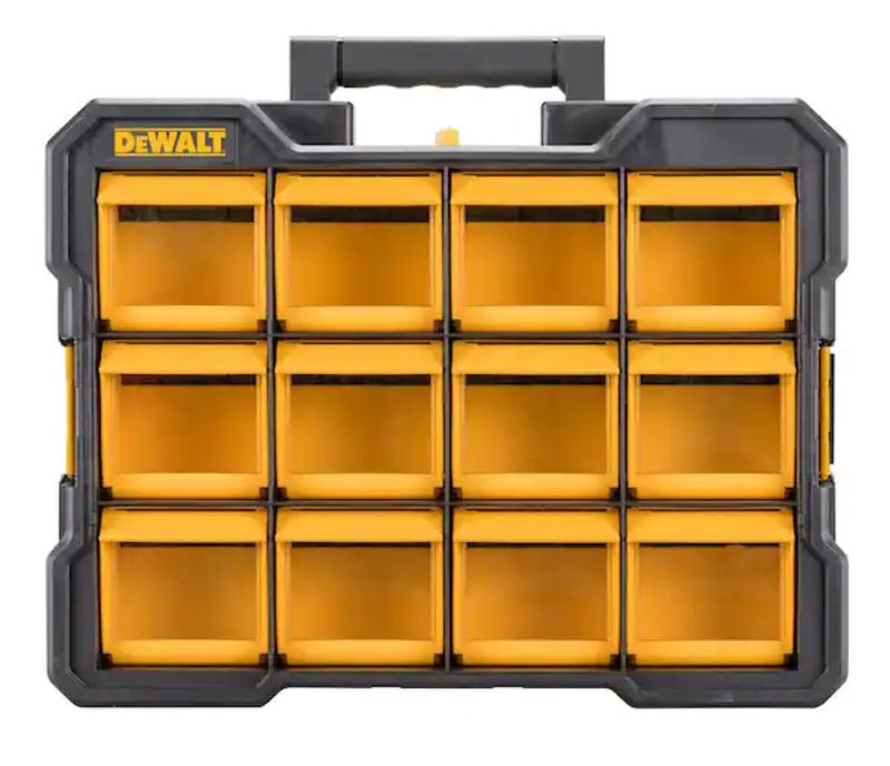 Plastic 12-Compartment Small Parts Organizer Flip Bin