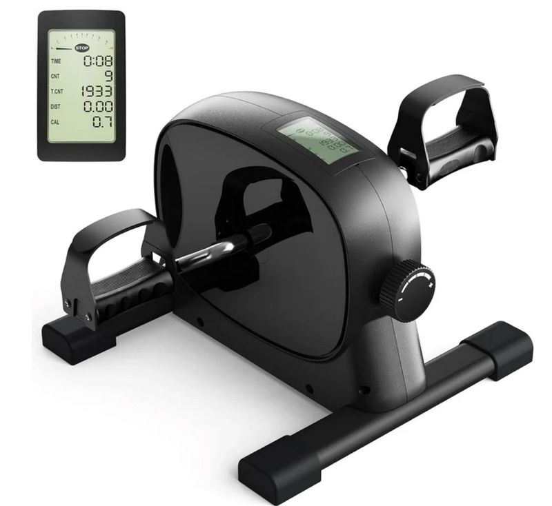 Under Desk Bike Pedal Exerciser Portable Foot Cycle Arm &amp; Leg Peddler Machine with LCD Screen Displays