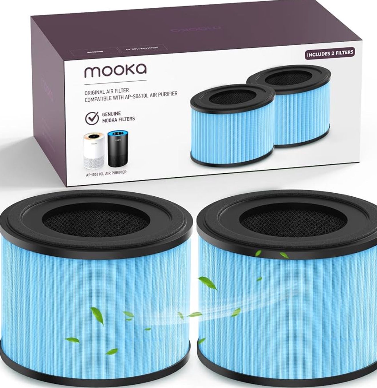 2 Pack MOOKA AP-S0610L Air Purifier Smoke Remover Filter