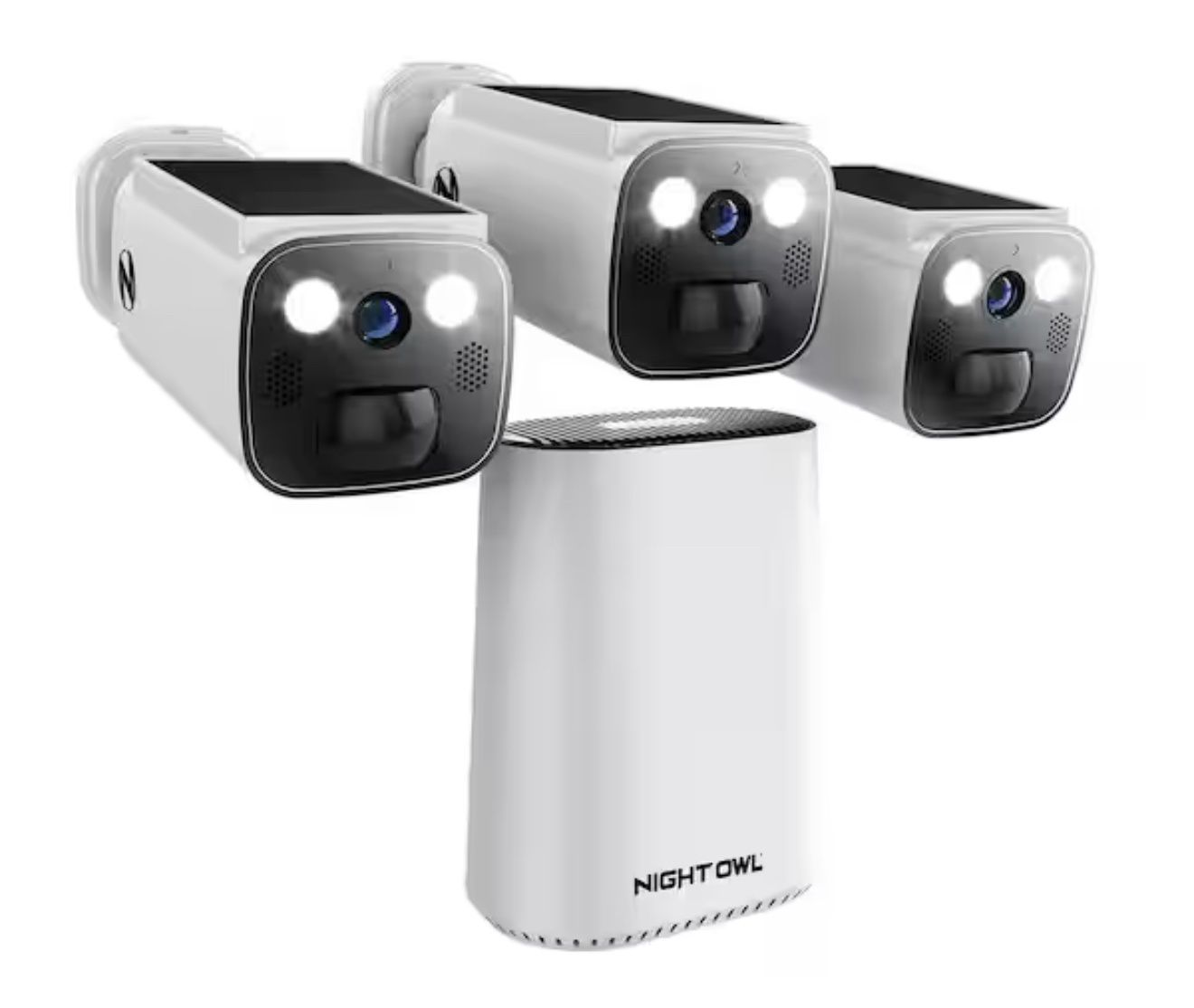 8-Channel 2K 64GB Hub Recorder Security System with 3-Battery Solar Powered Spotlight Cameras