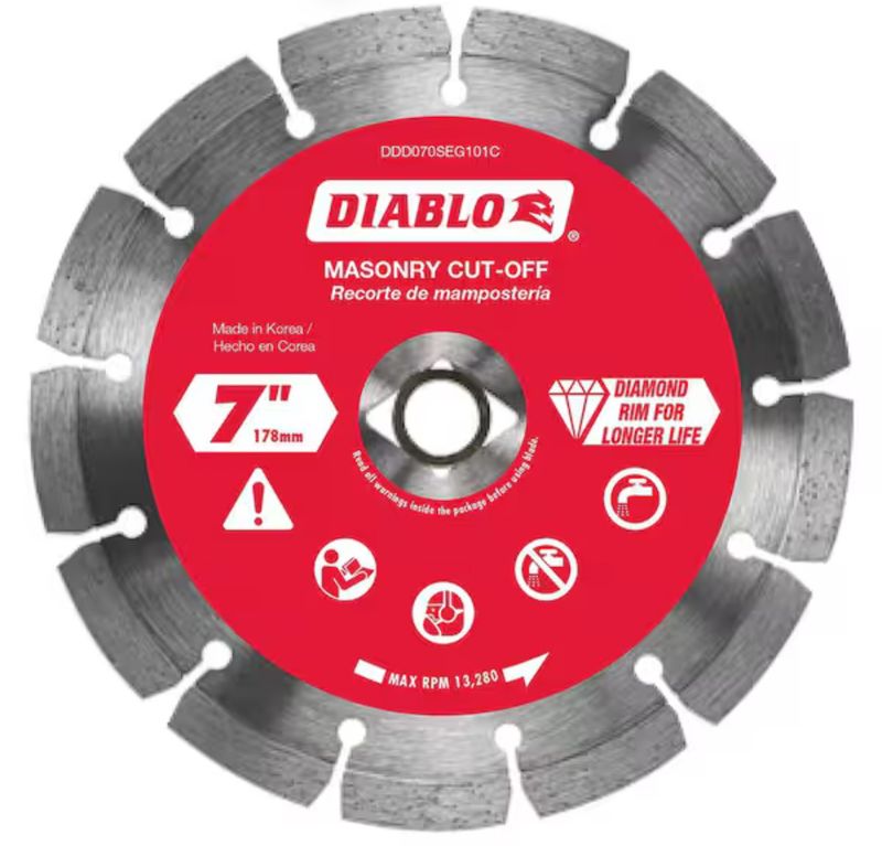 7 in. Diamond Blade Segmented Rim Masonry Cut Off