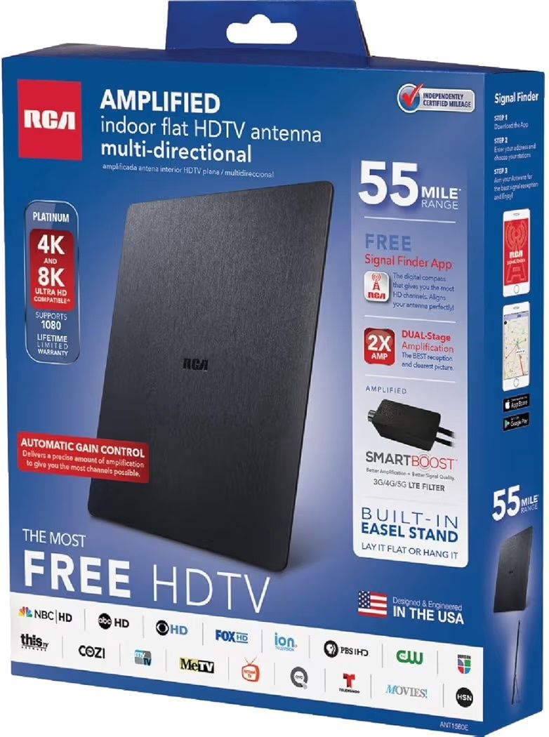 Amplified Indoor HDTV Antenna 55 miles