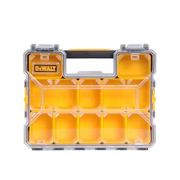 Plastic 10-Compartment Deep Pro Small Parts Organizer, Accessories: with the two latches