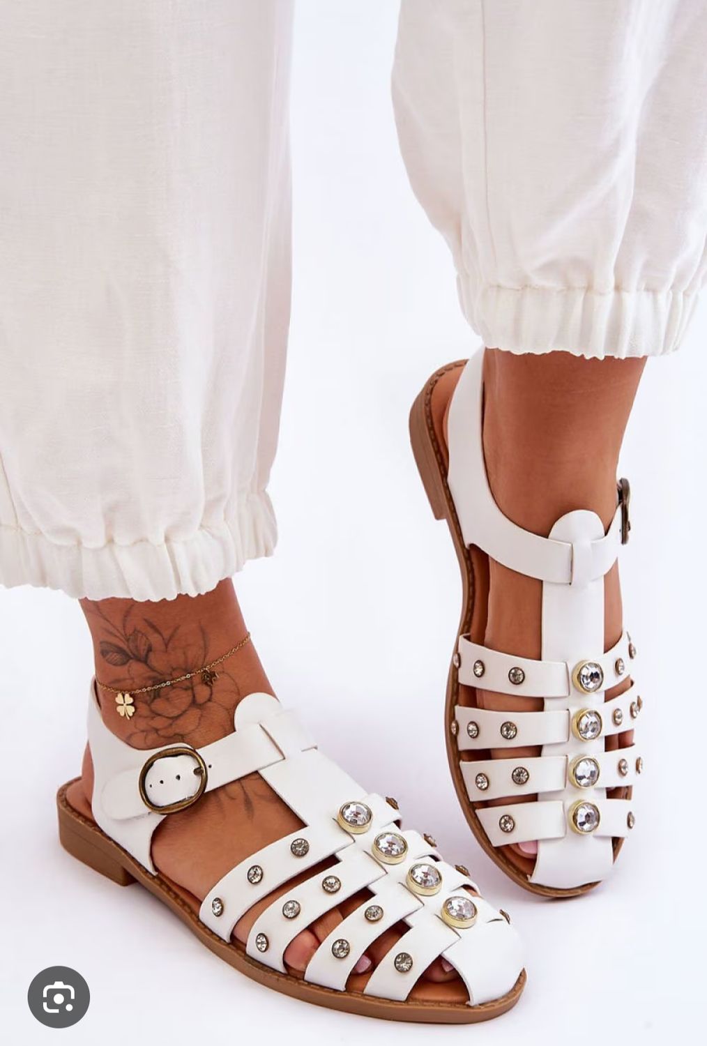 Sandalias planas para mujer, Color: White, Size: 7.5