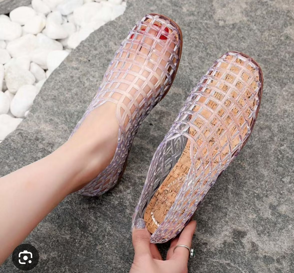 2025 new Thes row jelly shoes hollow breathable flat-bottomed hole shoes, Size: 9