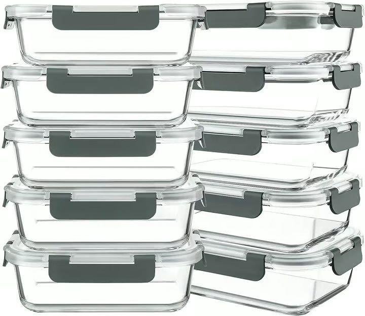 10 Packs 30 oz Glass Meal Prep Containers