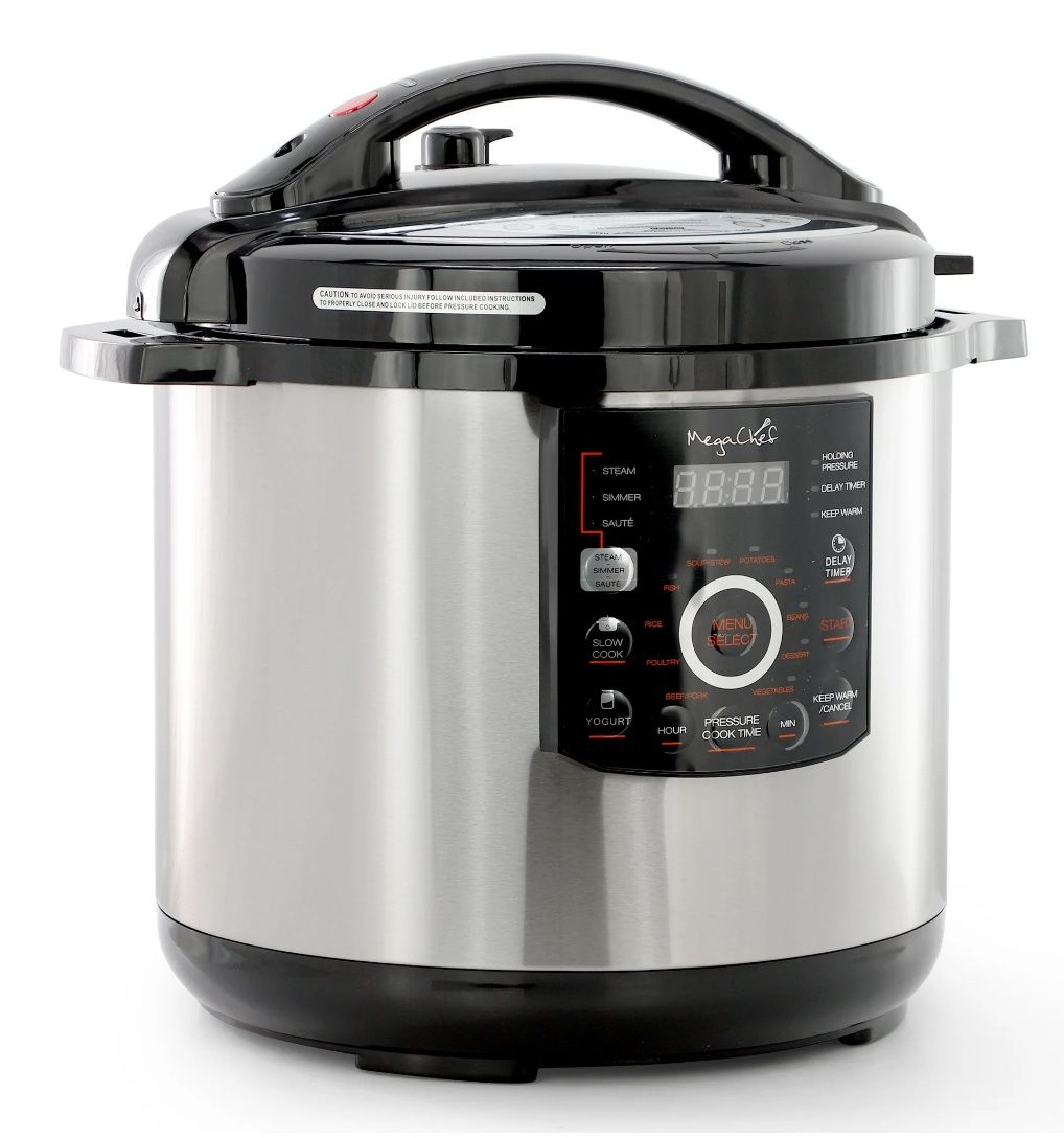 Megachef 12 Quart Steel Digital Pressure Cooker with Stainless Steel Pot