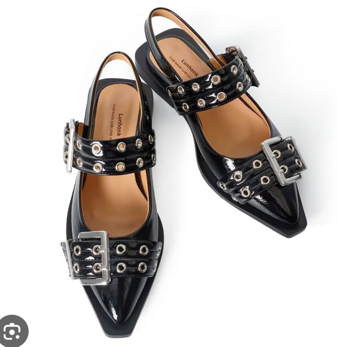 Lunhonk Slingback Flats for Women, Buckle Ballet Flats, Size: 9.5