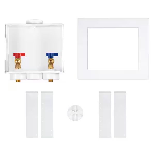 Quadtro 2 in. Copper Sweat Connection Washing Machine Outlet Box with 1/4 Turn Brass Screw-On Ball Valves, Condition: Used like new