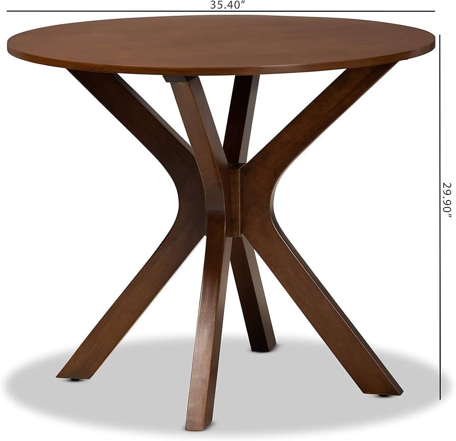 Baxton Studio Kenji Modern and Contemporary Walnut Brown Finished 35-Inch-Wide Round Wood Dining Table
