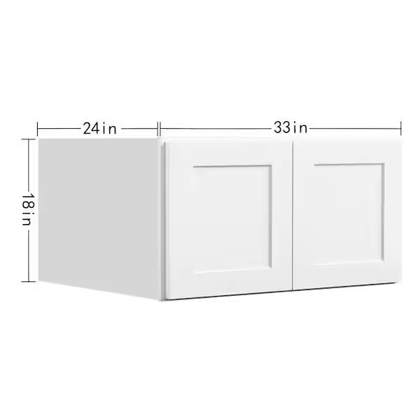 33 in. W. x 24 in. D x 18 in. H in Shaker White Plywood Ready to Assemble Kitchen Wall Cabinets with 2 Doors