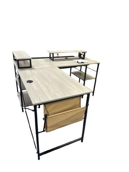 L-Shaped Desk LED 95.2 in. Computer Corner Desk