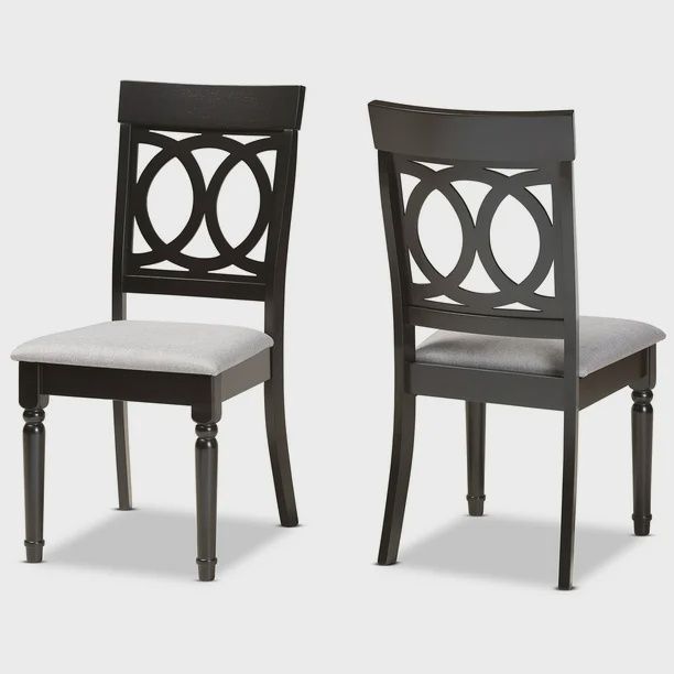 Baxton Studio Lucie Modern and Contemporary Grey Fabric Upholstered and Espresso Brown Finished Wood 2-Piece Dining Chair Set