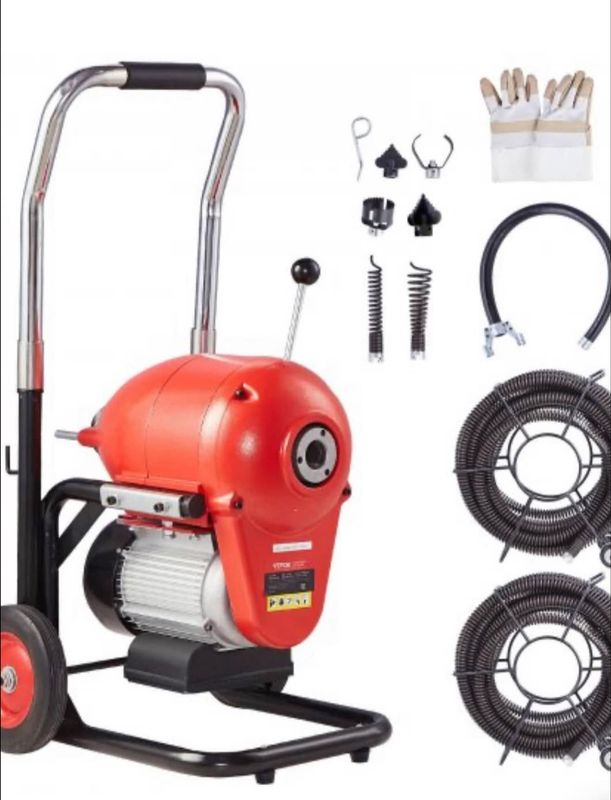 VEVOR Drain Cleaner Machine 120FT x 6/5" 1100W Sectional Snake Auger Manual Feed