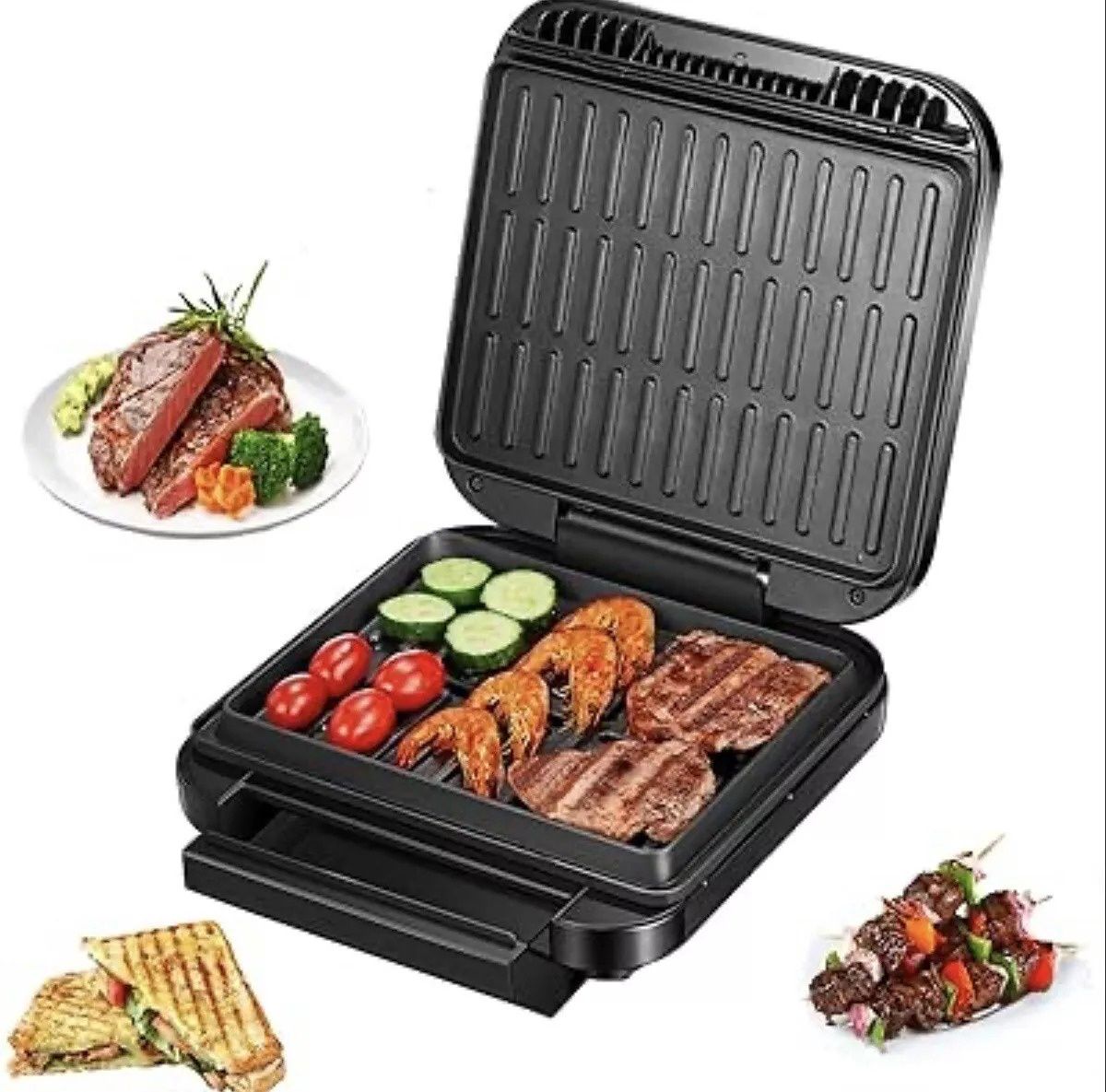 Deik 2-in-1 Electric Indoor Grill &amp; Panini Press Grill.