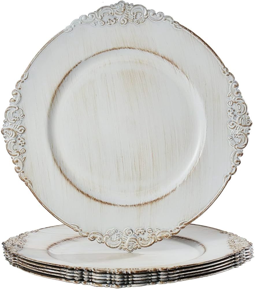 MAONAME Antique White Charger Plates-set of 6