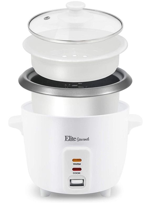 Elite Gourmet 6 Cup Non-Stick Rice Cooker with Steam Tray ERC-006NST