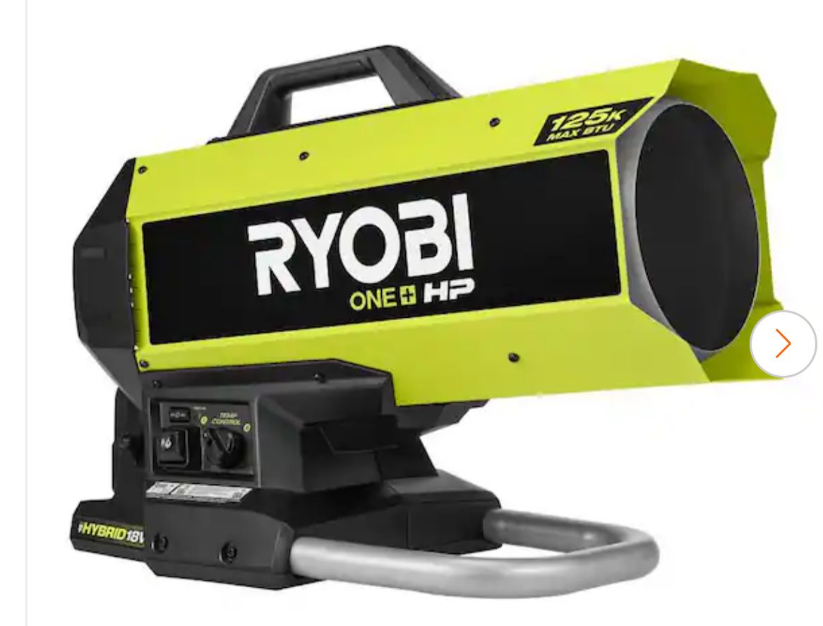 RYOBI ONE+ HP 18V Brushless Cordless 125K BTU Hybrid Forced Air Propane Heater (Tool Only)