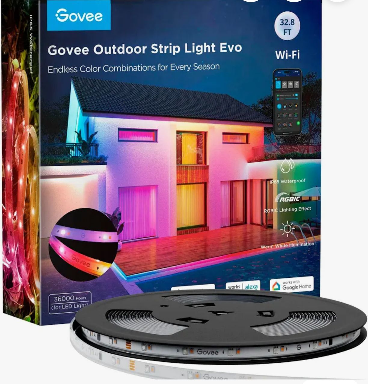Govee 32.8ft Outdoor RGBICW Evo Strip Light