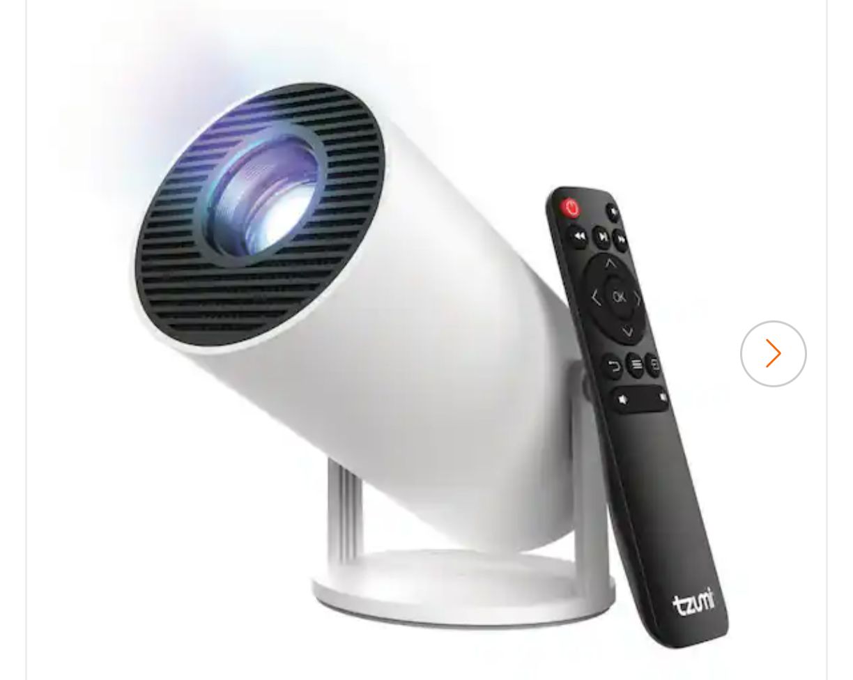 Tzumi 1280 x 720 HD Movie Projector with Stand 360 Lumens