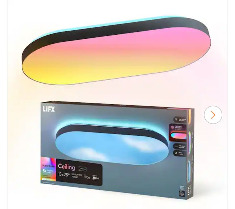 LIFX 26 in. Oval Capsule Smart Black Multi-Color WiFi Selectable LED Flush Mount Ceiling Light Works Alexa/Hey Google/HomeKit