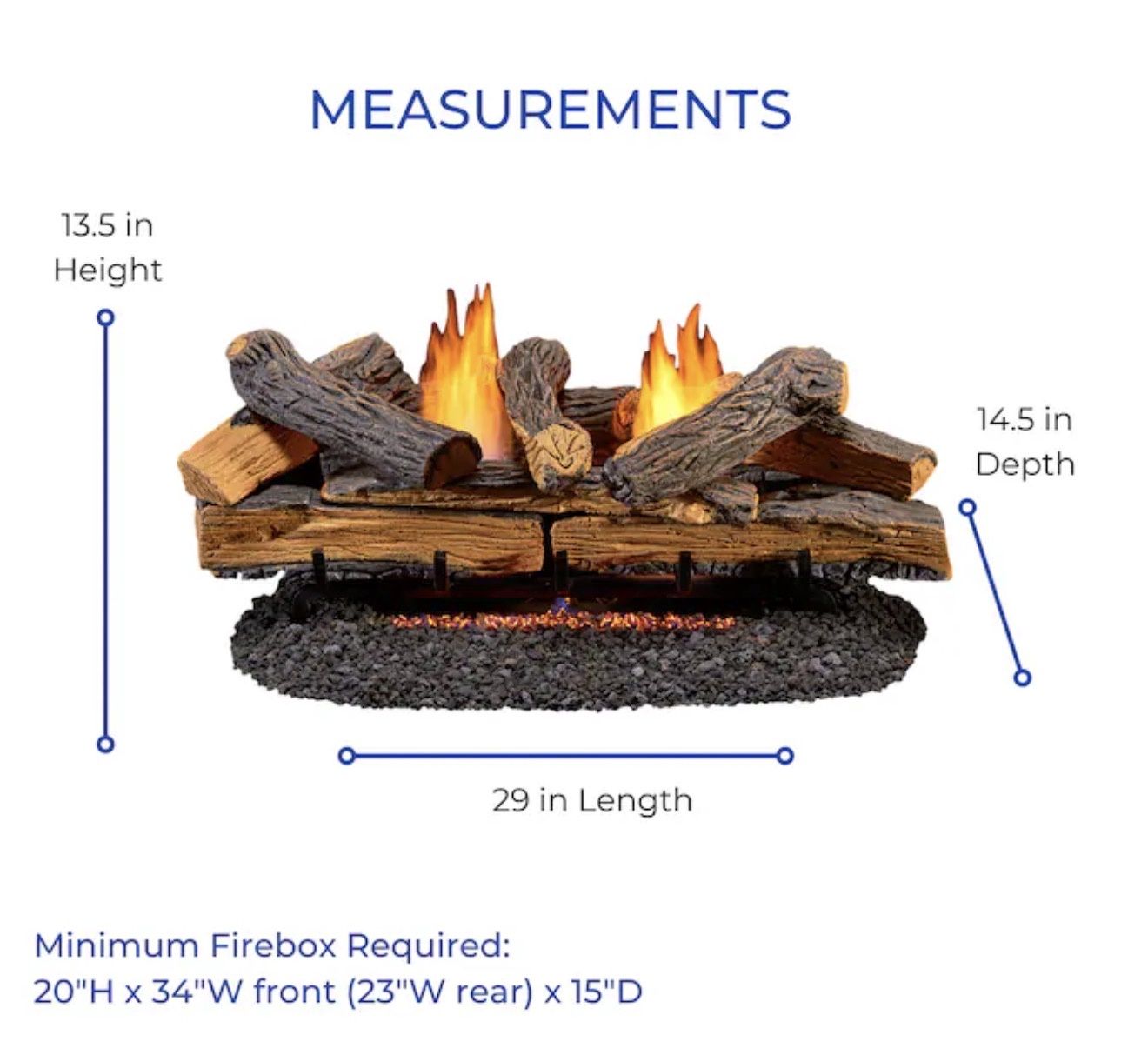 30-in 33000 -BTU Dual Fuel Dual - Burner Vent-free Gas Fireplace Logs with Thermostat