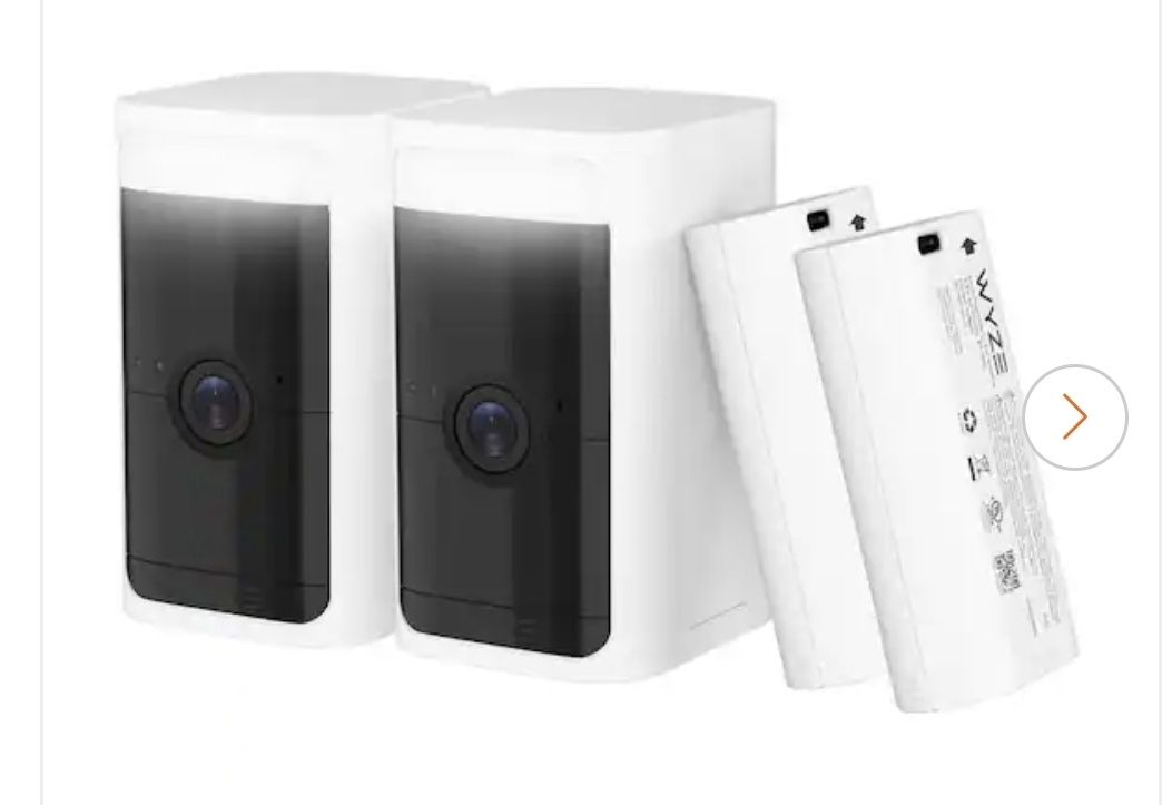 Wyze Battery Cam Pro 2-Pack, Wireless Indoor/Outdoor Home Security Camera, 2k HD Color Night Vision and Built-In Spotlight, Condition: New