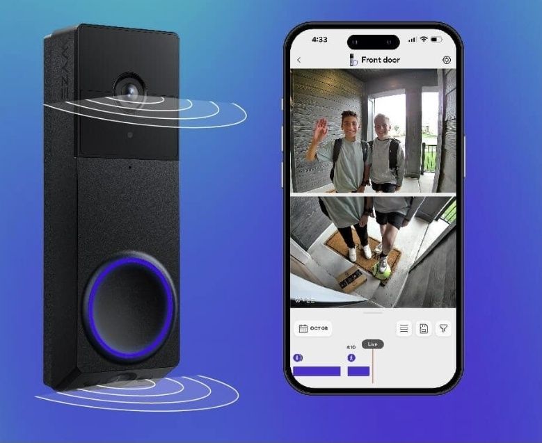 Wyze Wireless Duo Cam Video Doorbell, Battery Powered, 2K Full HD Video, 2 Cameras (People and Package), Color Night Vision