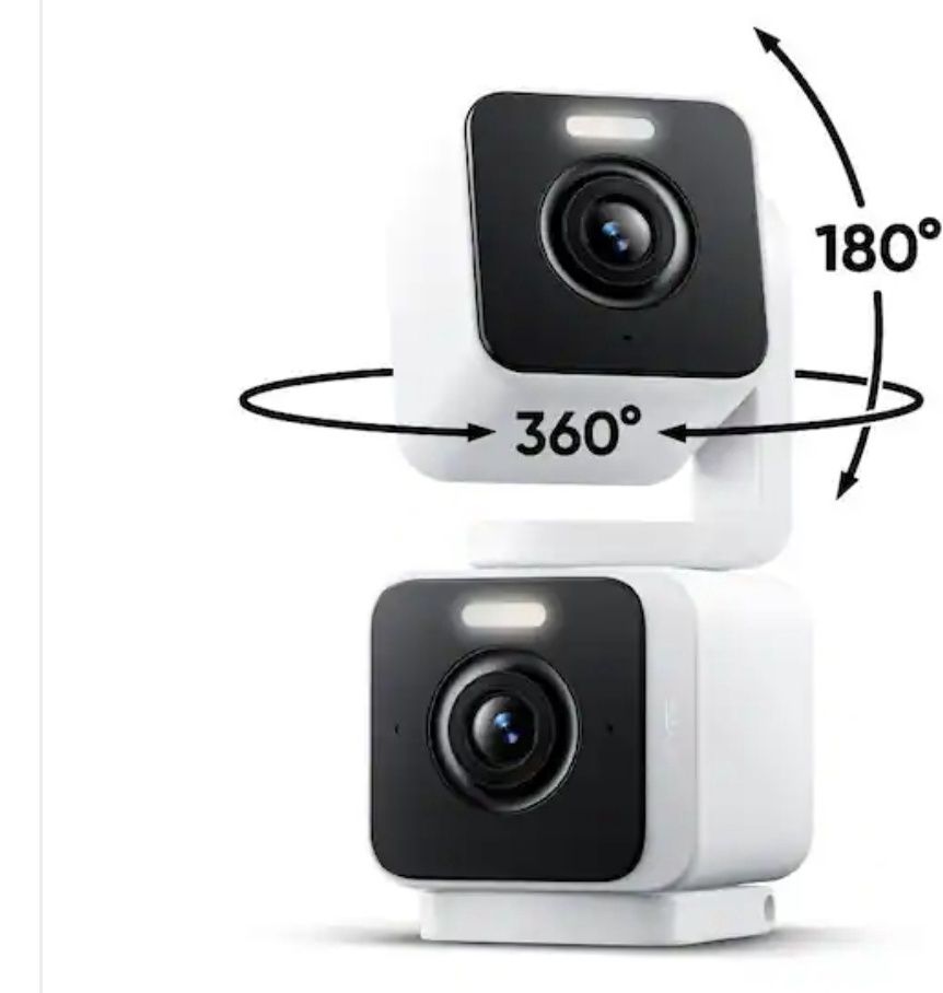 Wyze Pan Cam Duo, Dual Cam Indoor/Outdoor, Plug-in 2K Security Camera with Pan/Tilt/Zoom, Color Night Vision, and Spotlight