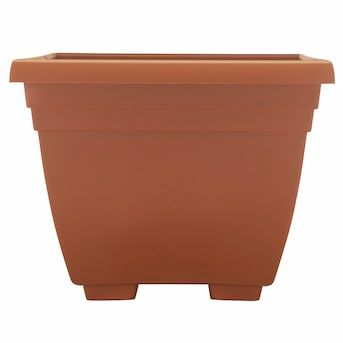 Square 14.0-in W x 17.75-in L Orange Plastic Indoor/ Outdoor Planter