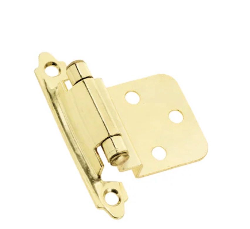 3/8-in Overlay Overlay Surface Self-Closing Brass Cabinet Hinge, 2 -Pieces