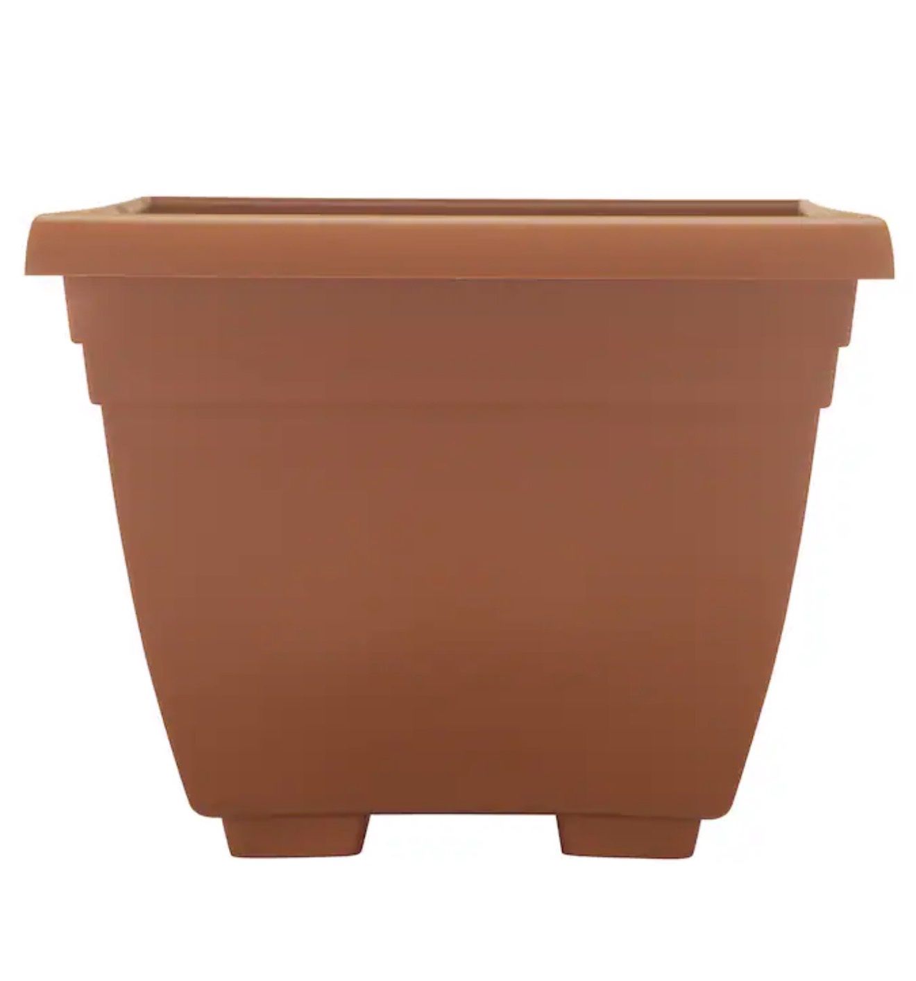 Square 13.9-in W × 13.87-in L Orange Plastic Indoor/ Outdoor Planter
