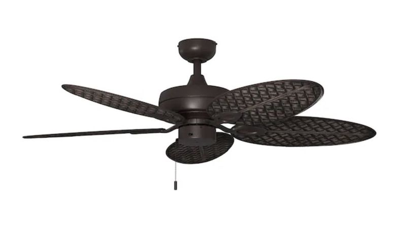 Tilghman I| 52-in Aged Bronze with Brown Blades Covered Outdoor Downrod