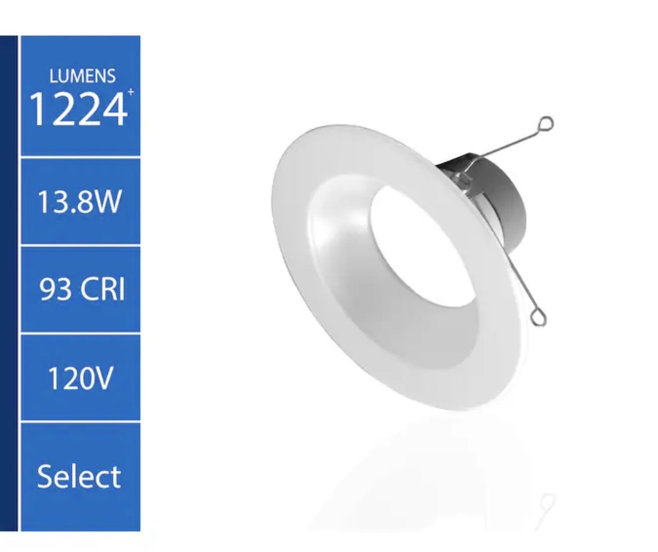DLR56(v6) White 5-in or 6-in 1224 -Lumens Switchable Round Dimmable LED Wet rated Recessed Downlight