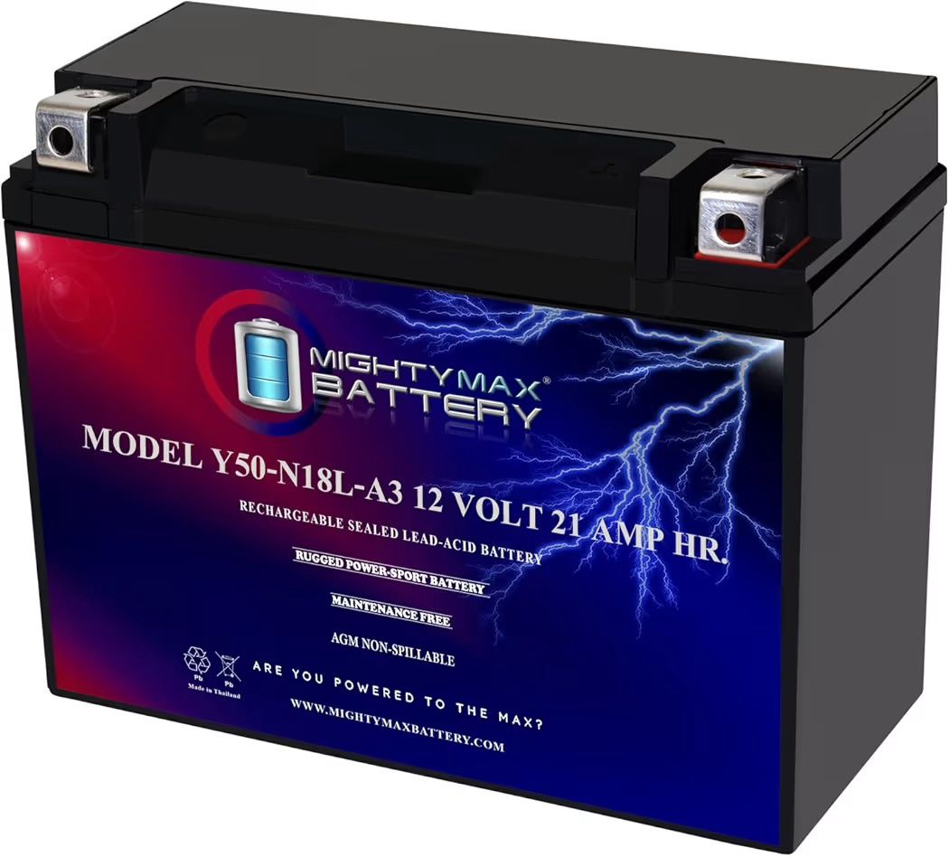 Mighty Max Battery Y50-N18L-A3-12 Volt 21 AH, 350 CCA