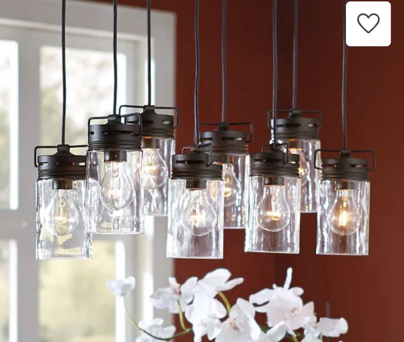 Vallymede 8 -Light Aged Bronze Farmhouse Clear glass Jar Large Hanging Pendant Light