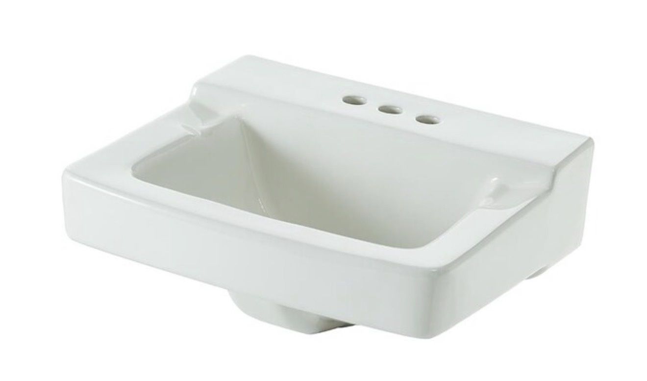 Riverstone Vitreous China 17.32-in Wall-mount Square Traditional White Bathroom Sink