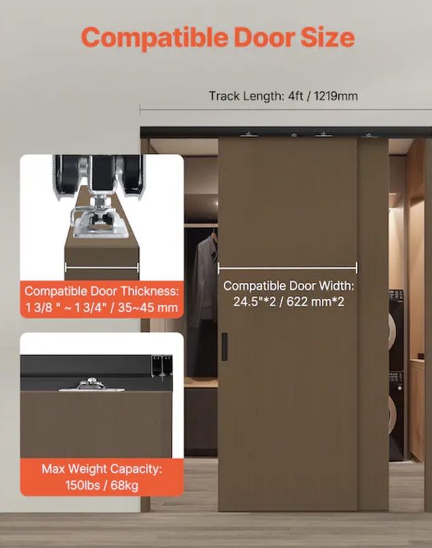 48-in Bi-pass door Sliding Closet Door Track kit