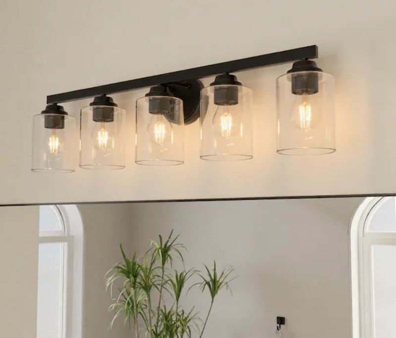 Emeryson 31.63-in 5 Light Matte Black Transitional Bathroom Vanity light