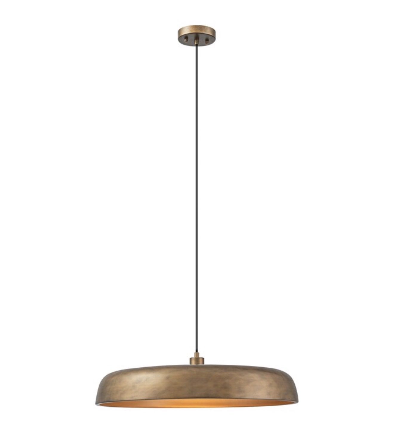 Neil 1 -Light Vintage Brown Industrial Metal Dome Large Hanging Pendant Light