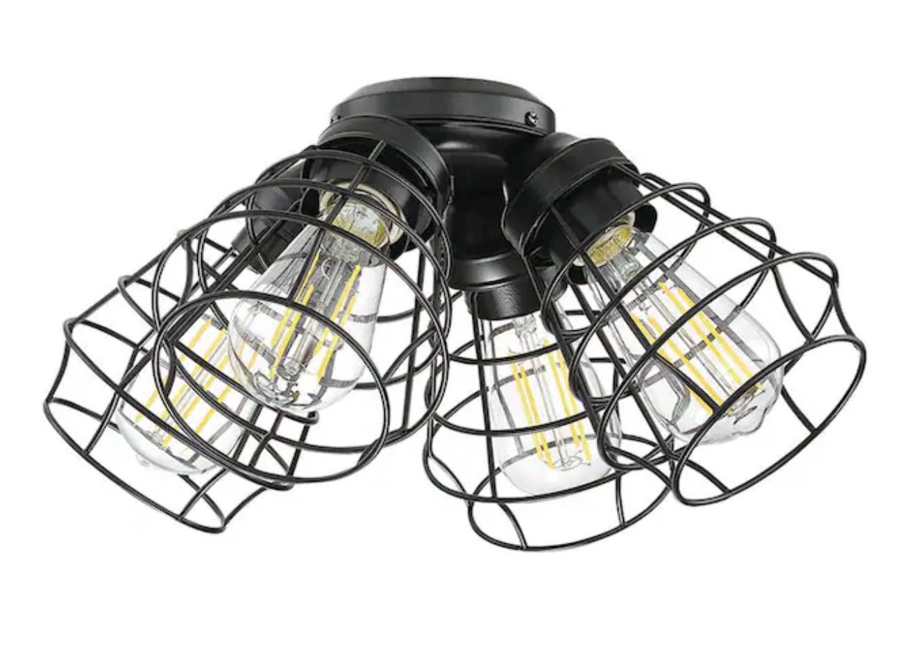 15.87-in 4 -Light Black LED Ceiling Fan Light Kit