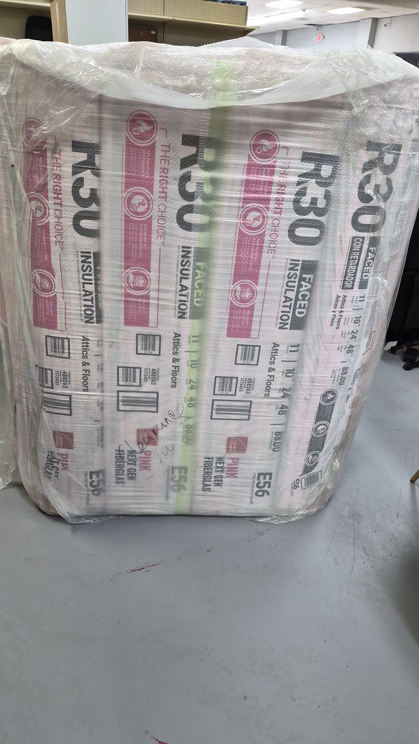 Owens Corning R-30 Faced Fiberglass Insulation Batt 16 in. x 48 in. (4 Bag)