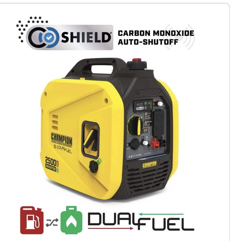 Champion Power Equipment 2500/1850-Watt Recoil Start Dual Fuel Gasoline and Propane Inverter Generator w/ Quiet Technology, Free 3-Year Warranty